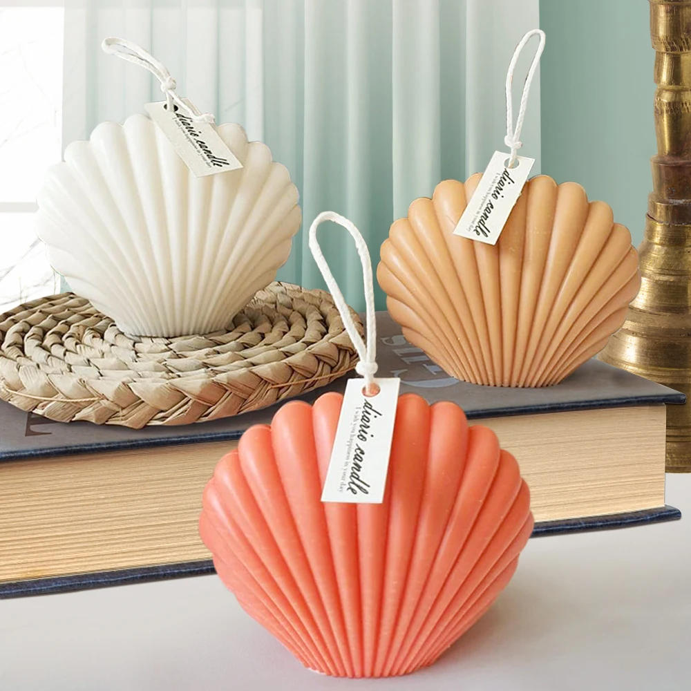 

3d Scallop Shell Candle moulds Romatherapy Candle Diy Cake Decoration Tools Durable Plastic Seashell Mold Craft Fondant Molds