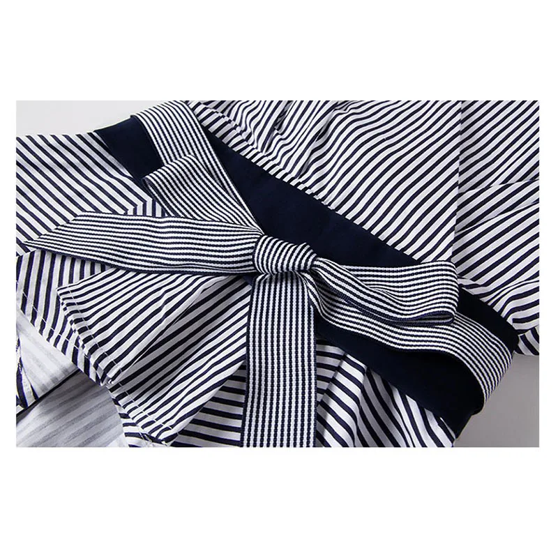 Женский комплект из 2 предметов: блузка в полоску с широкими штанинами и поясом