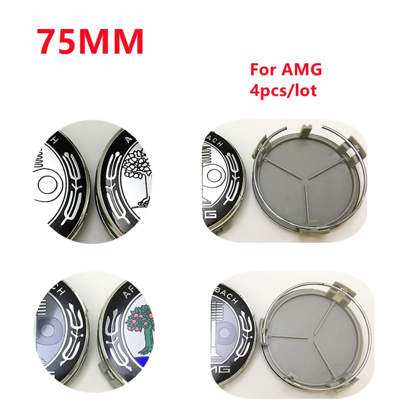 

For AMG 75mm 4pcs/set Car Wheel Center Hub Caps Emblem Badge Accessories Styling