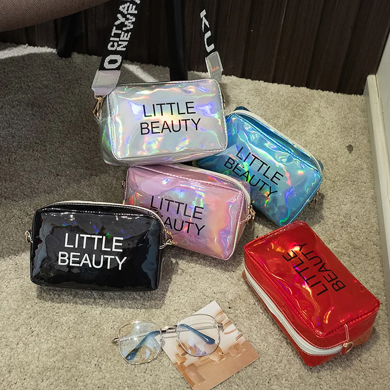 

Mini Women Laser Crossbody Bag Messenger Shoulder Bag PVC Jelly Small Tote Messenger Candy Colors Bags Laser Holographic