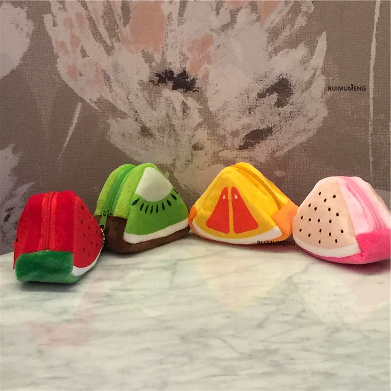 Новый летний арбуз 10 см и т. д. Сумка для монет с фруктами Женская плюшевая сумка
