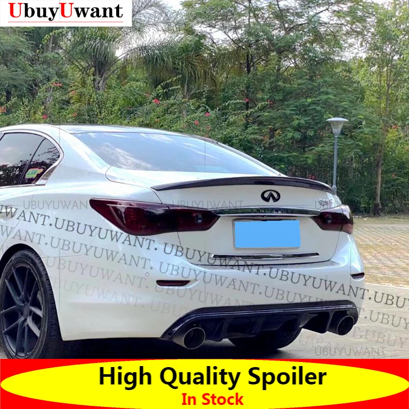 

For Infiniti Q50 Real Carbon Fiber Car Trunk Spoiler Wing Lid 2014-2021 Highkick Rear Wing Spoiler Rear Trunk