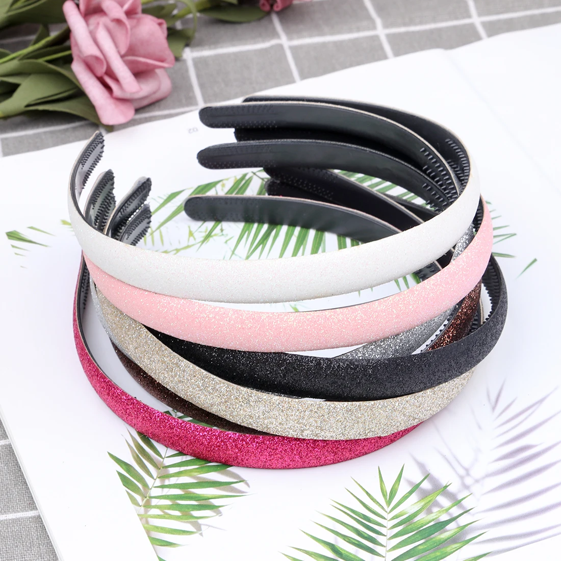 1 шт. детская пластиковая повязка на голову для девочек с блестками 5 см широкая