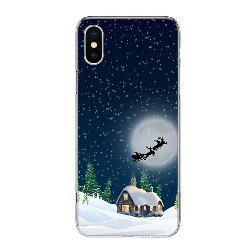 Новогодний чехол для телефона iPhone 11 12 Mini Pro 7 6X8 6S Plus XS MAX + XR 5S SE 10 Ten Art TPU Coque Capa