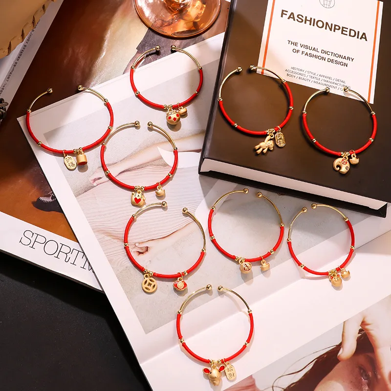 Корейский Новый красный браслет на удачу для женщин модные украшения рук милые