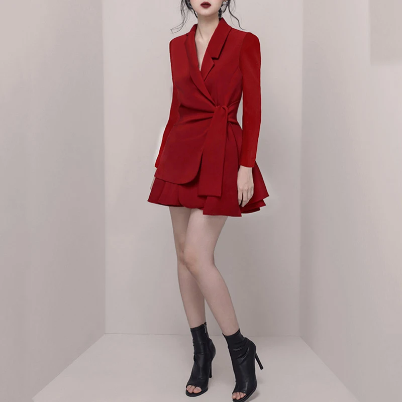 INDRESSME новинка 2019 женский модный OL стиль комплект из 2 предметов костюм глубокий v