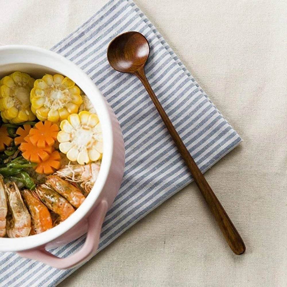 1 шт. длинные деревянные ложки в Корейском стиле 10 9 дюйма 100% натуральная