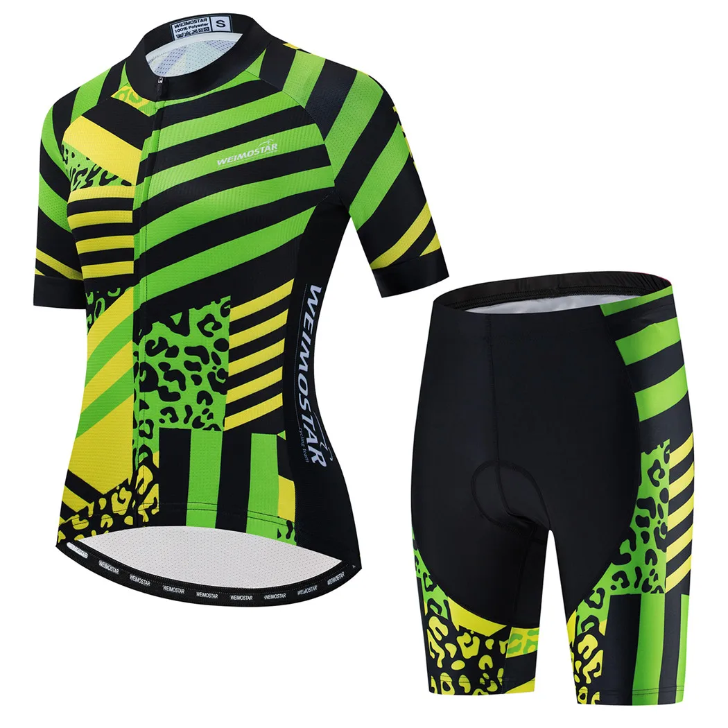 

Weimostar Stripe Women Cycling Clothing Suit Summer Pro Bike Clothes Anti-UV Cycling Jersey Set Mountain Bicycle Clothing Female