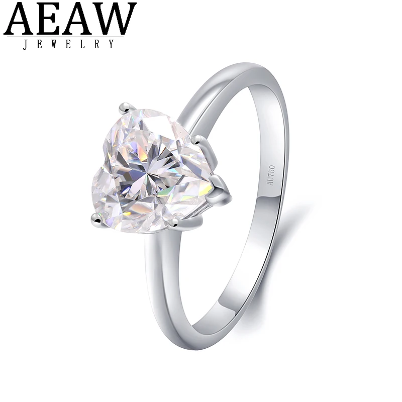 

14K Solid White Gold DF Color 3.0ct 9mm Heart Brilliant Cut Moissanite Halo Engagement Wedding Ring for Women Lady VVS1 Sparking