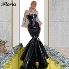 Платье вечернее черное с юбкой-годе, в африканском стиле, шикарный дизайн, от кутюр, Дубайский стиль, официальные платья с аппликацией для выпускного вечера, индивидуальный пошив 2020, длинное арабское платье для девушек