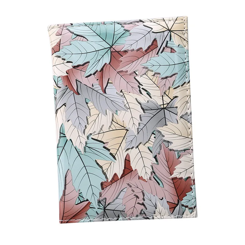 

unisex fashion Designer Travel Passport Cover Case Women And Girls Soft PU Leather Passports Cover Maple Leaf Passport Package