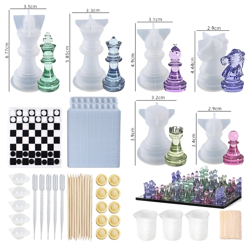 3D International Chess Silicone Mold For DIY Epoxy Resin Drop Glue Mold Casting Drop Glue Tools Handmade Table Ornaments Crafts