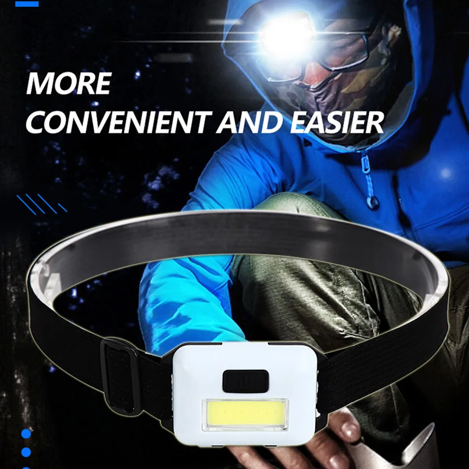 

Camping Headlamp Mini COB Head Lamp Headlight 3 Modes Waterproof Led Light Lantern Flashlight For Outdoor Night Fishing
