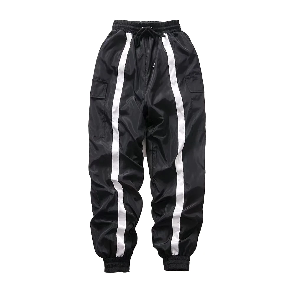 Джоггеры с высокой талией полосатые брюки черные модные женские повседневные