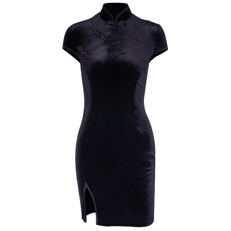 

AL Dark Gothic Style Female Dress Cheongsam Chinese Style Slim Small Dress Street Wear Sexy Retro Harajuku Summer Women Slim