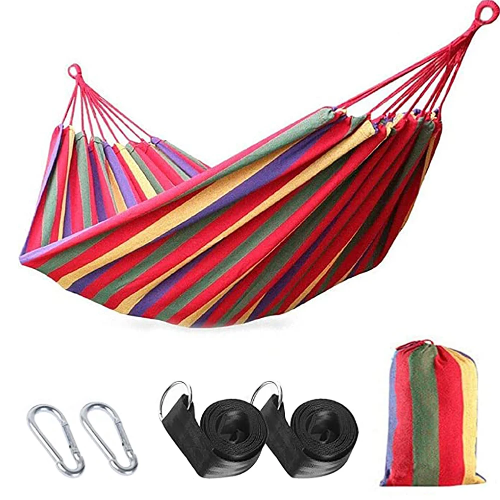 

Home Indoor Large Hammock Thicken Widened Foldable Portable Garden Stripe Canvas Hammock Sleeping Without Stand