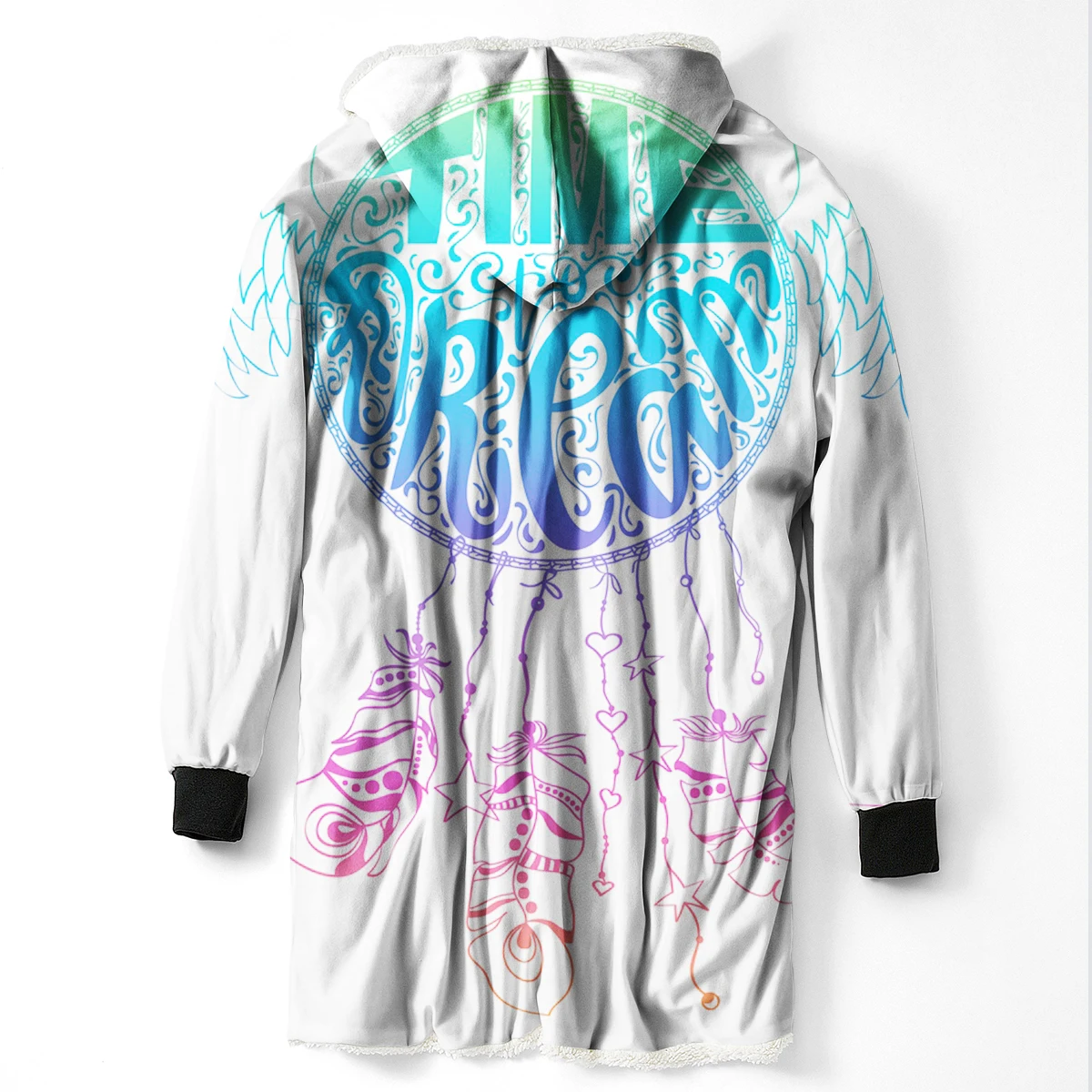 new brand 3D print custom design man's Sherpa coat loose long winter plus velvet jacket polyester hooded warm CL30
