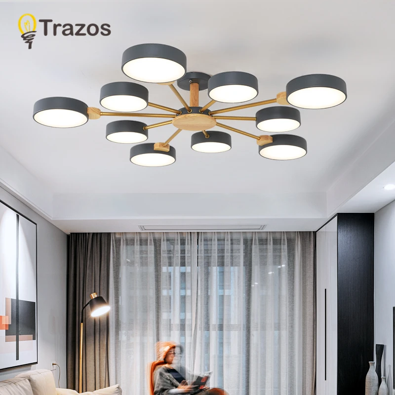 Светодиодный подвесной светильник s с металлическими абажурами для гостиной деревянные люстры 220 В