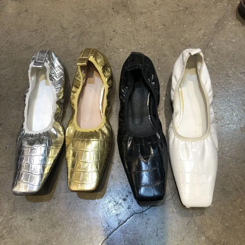 

Новинка 2021, женская обувь с квадратным носком, мягкая женская обувь с рисунком под крокодила, универсальная Однослойная обувь