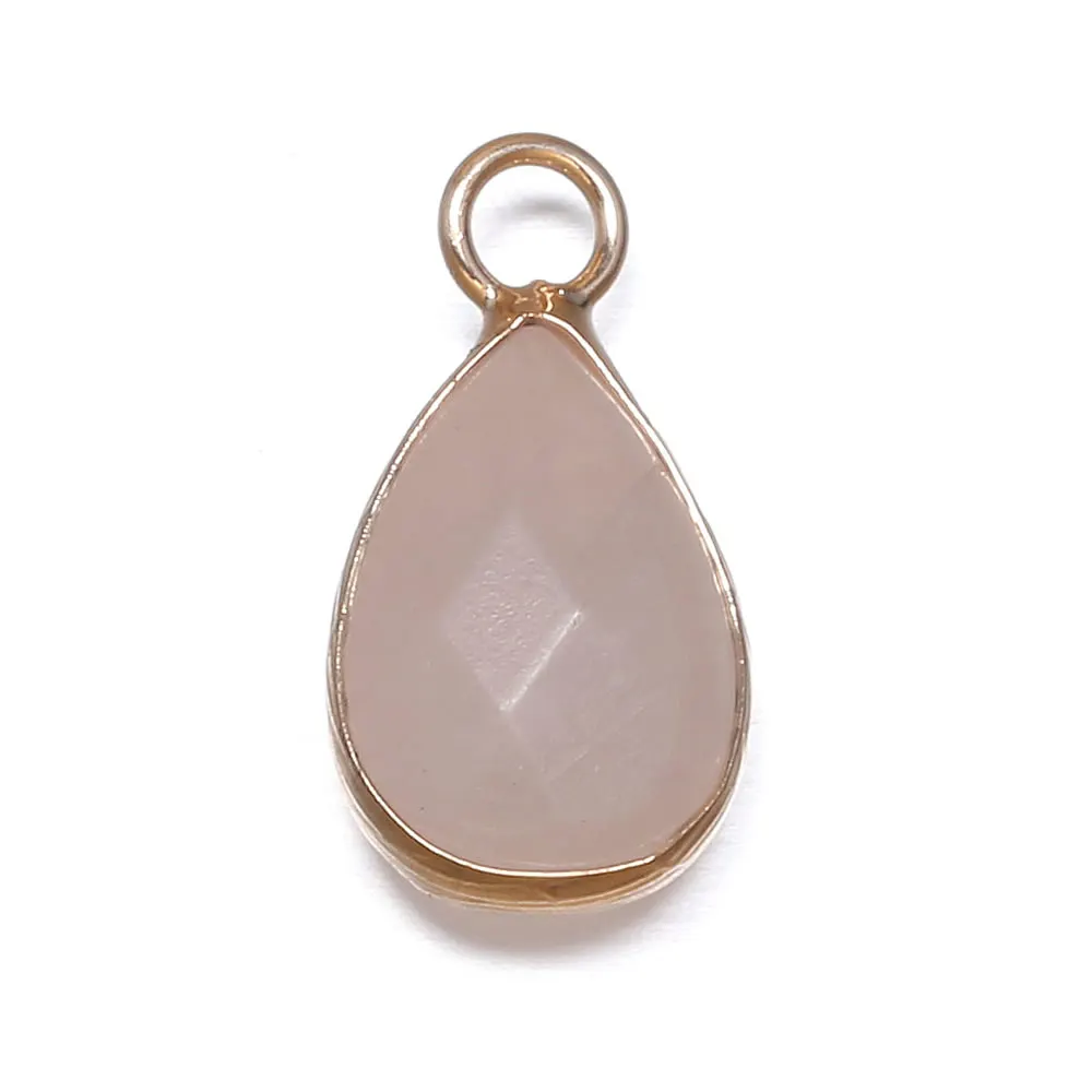 

Drop-shaped Cut Gold-plated Rose Quartzs Pendant Reiki Healing Natural Stone Amulet DIY Jewelry Gift Size 10x18mm