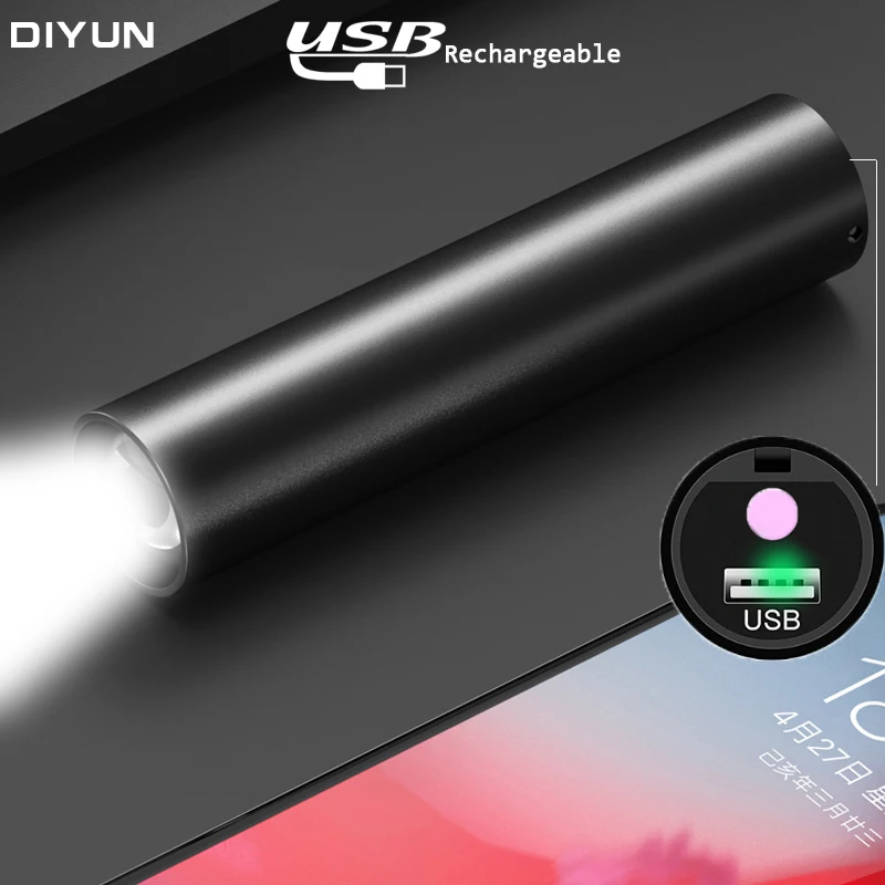 USB Перезаряжаемый Мини светодиодный фонарик Встроенный аккумулятор 3 режима освещения водонепроницаемый фонарик стильный портативный костюм для ночного освещения