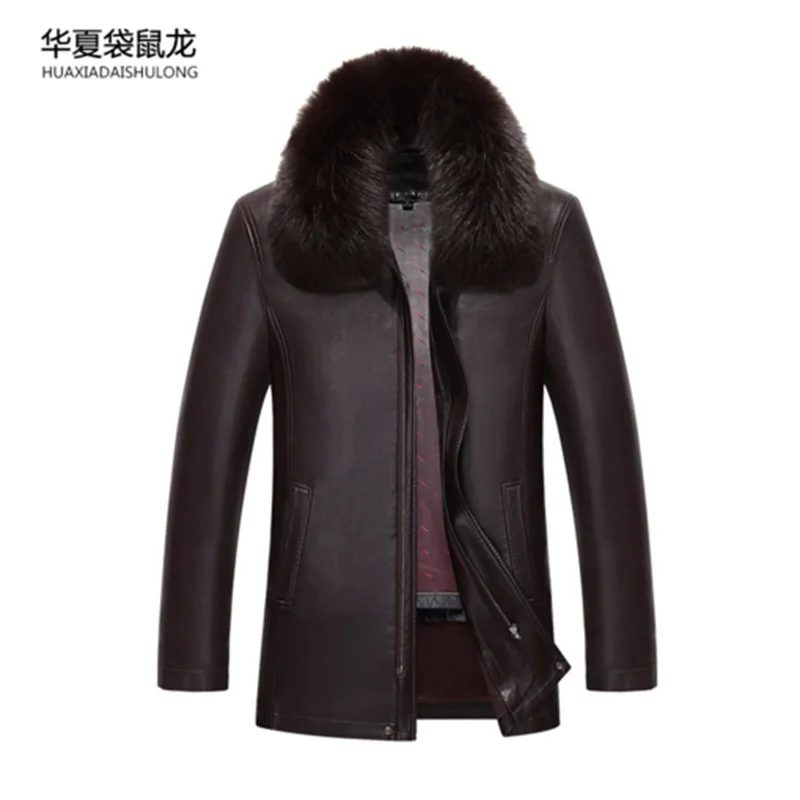 

NEW Men Genuine Jacket Winter Faux Fur Sheepskin Coat For Men's Brand Jacket Male Solid Turn-down Collar Natural Leather Jacket