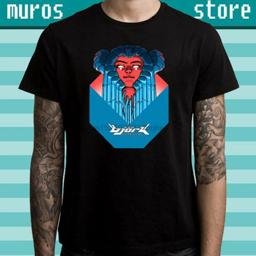 BJORK Гомогенный Плакат Логотип Мужская черная футболка| |