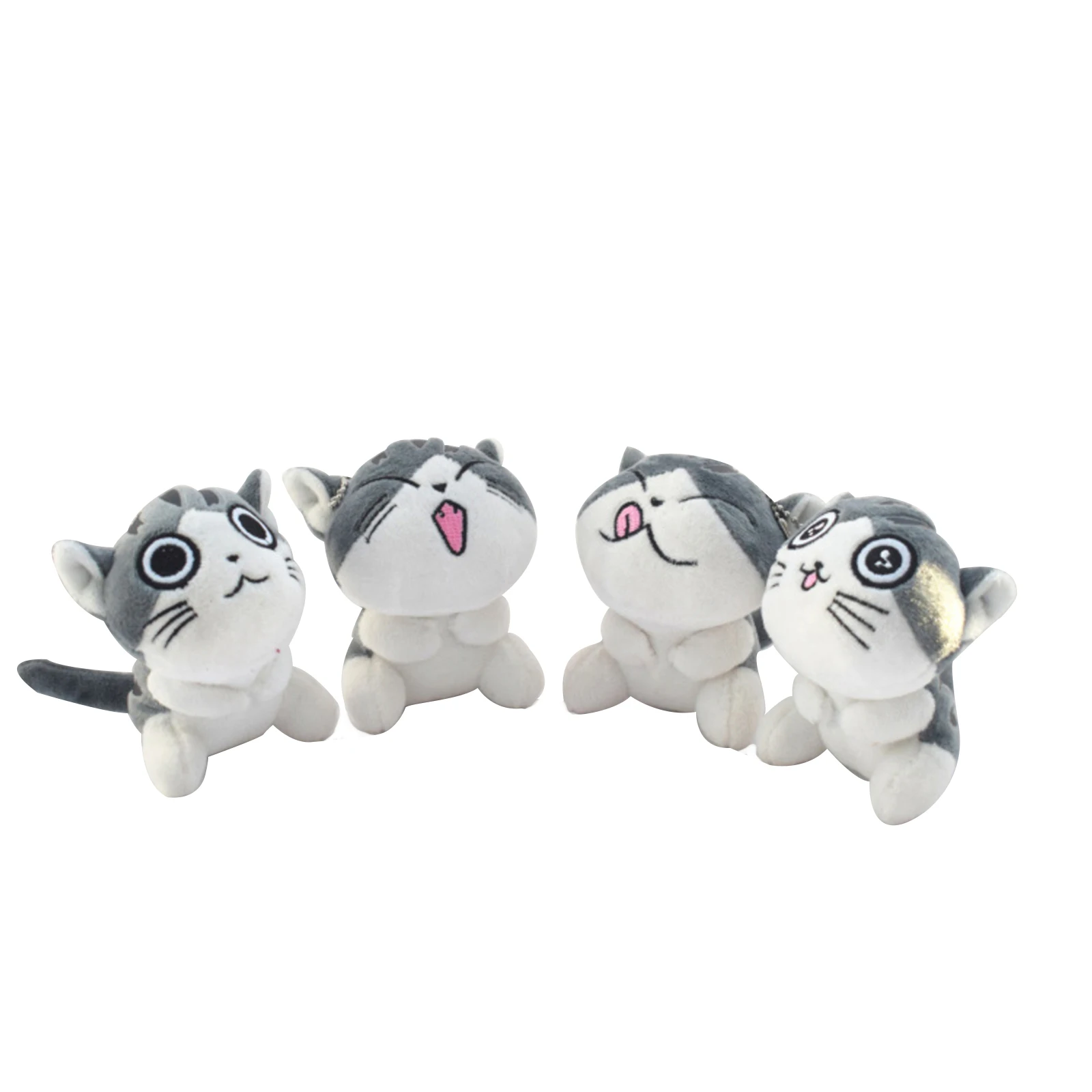 

4pcs Dynamic Simulation Key Chain Cartoon Plush Toy Small Pendant Non-Shedding Small Doll For Baby Child Wedding Decoration Gift