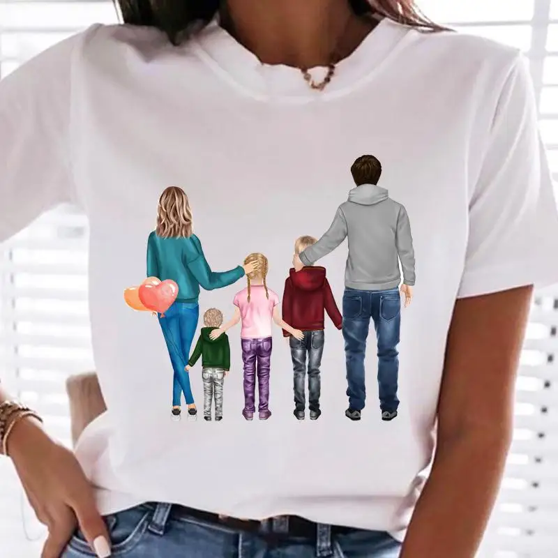 

Women Sweet Love Fashion Cute Family Mom Mother Mama T-shirts Female T Tee Cartoon Clothes Lady Casual Shirt Graphic Tshirt Top