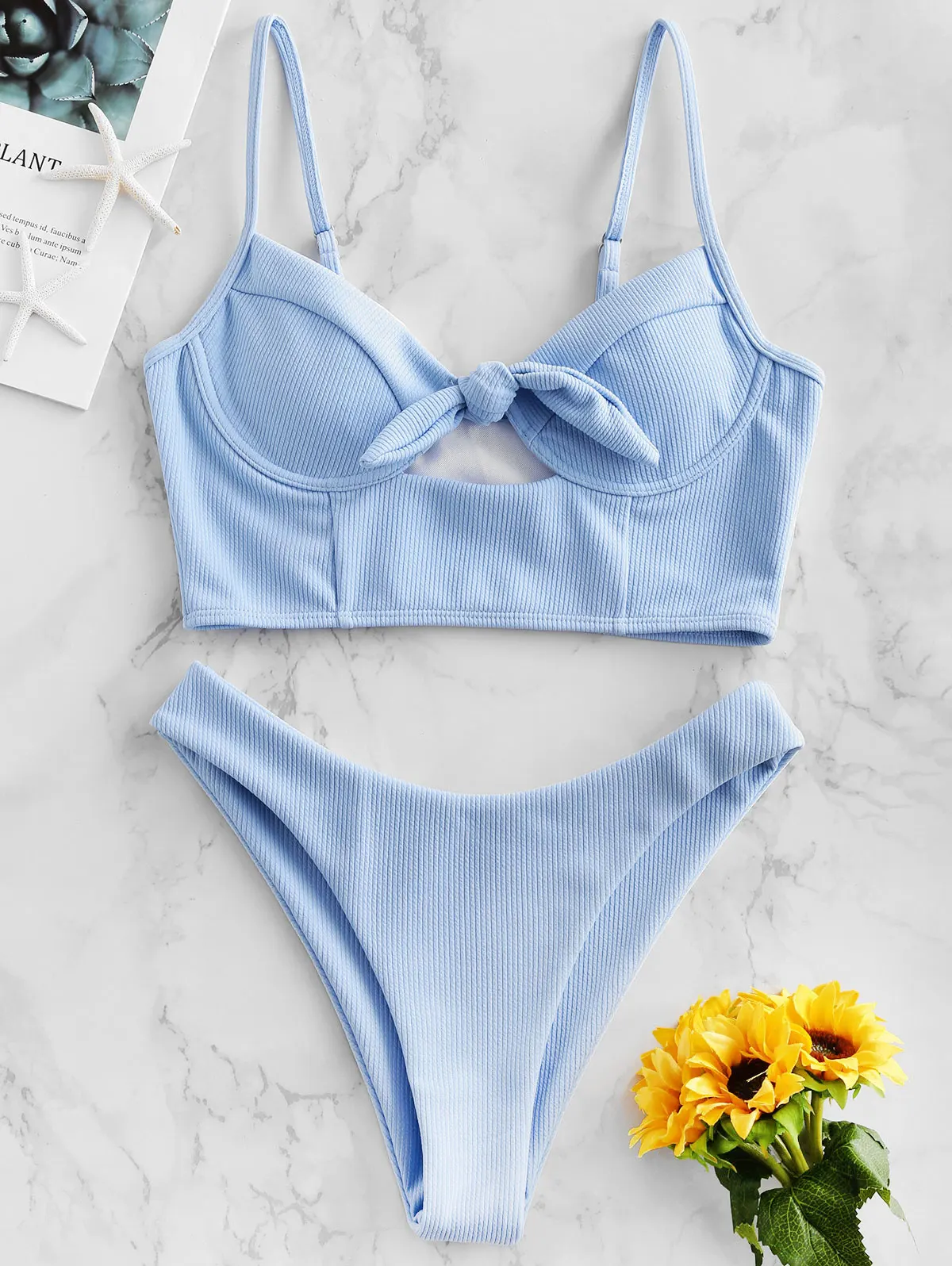 Женский раздельный купальник танкини Zaful Раздельный с завязками