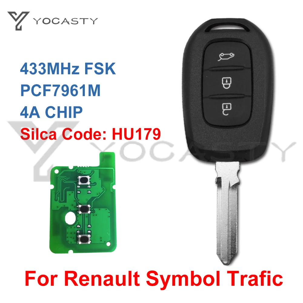 

YOCASTY Remote Car Key Fob For Renault Symbol Trafic Dacia Duster Logan Sandero 2012 2014 2015 2016 2017 2018 PCF7961M HU179