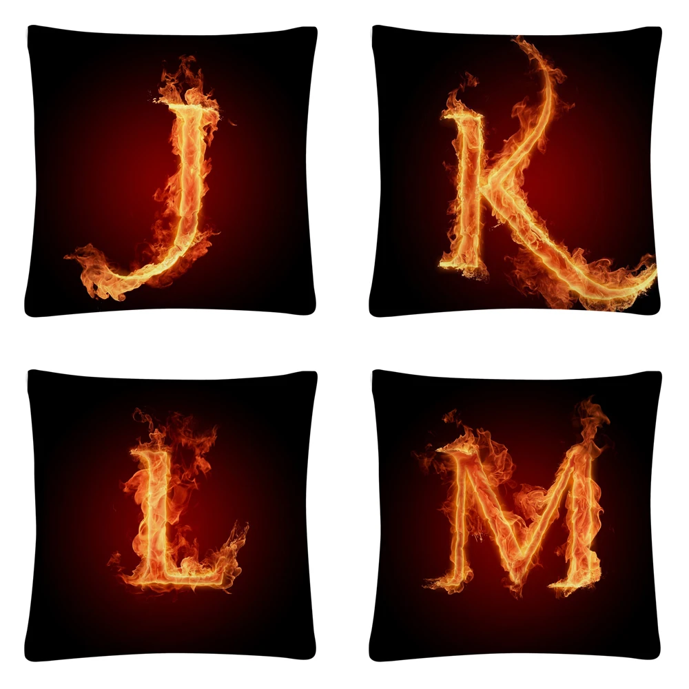 

Flame cool alphabet pattern Soft Short Plush Cushion Cover Pillow Case for Home Sofa Car Decor Pillowcase 45X45cm