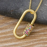 aibef high quality new lock hook spiral clasps necklace 3 colors charm carabiner necklaces pendants copper cz statement jewelry