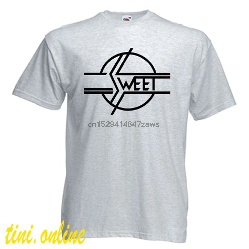 Новая классическая мужская серая футболка с надписью SWEET BAND Glam 70s Размеры S