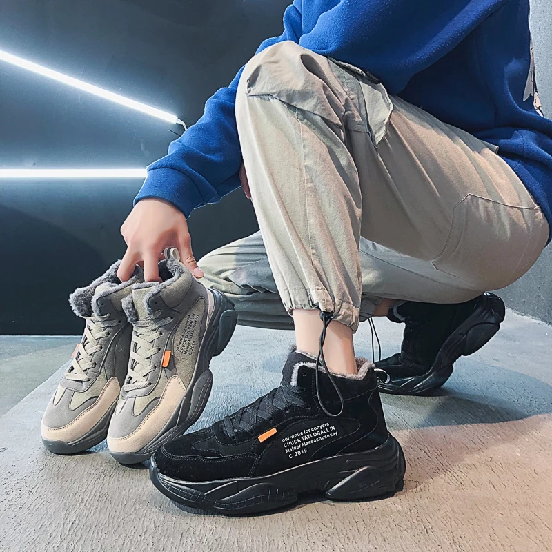 Зимние кроссовки мужские средний верх хлопок Уличная Повседневная спортивная