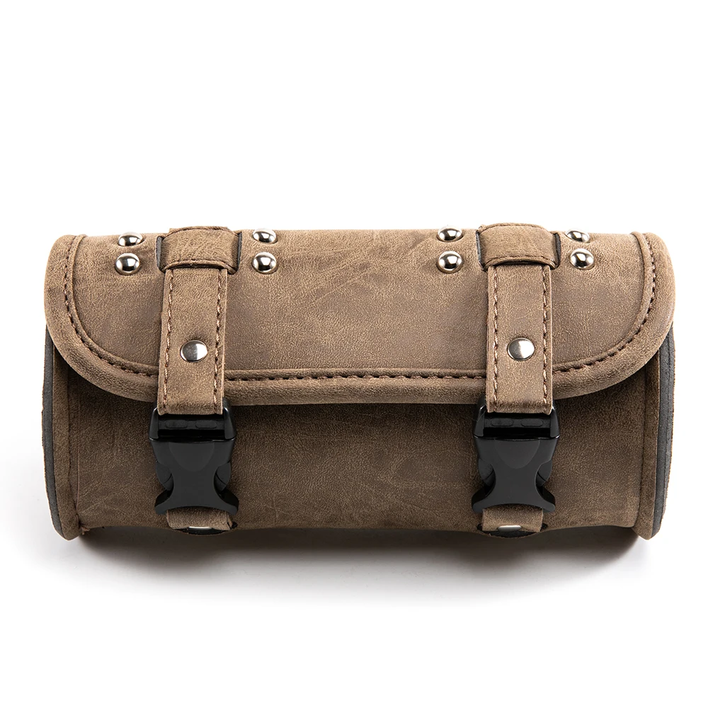 Сумка кожаная для седла Harley Sportster Chopper Bobber Cruiser Dyna Softail Saddlebag Leather Saddle Luggage PU Bags Front Fork Tool Bag toolbag on.