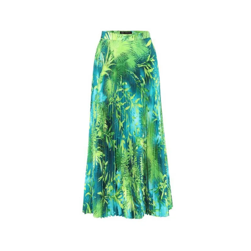 

DEAT 2021 New Summer Fashion Casual Sleeveless Short Vest Strapless Backless Print High Waist Pleated Skirt Women SD591