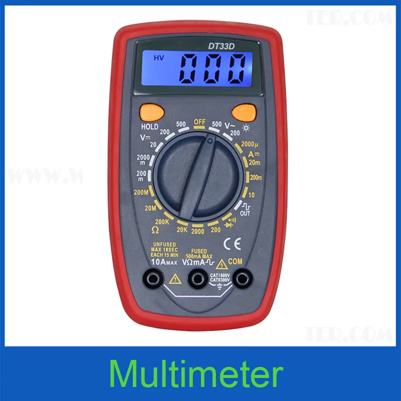 DT33D мультиметр AC DC напряжение ЖК цифровой Измеритель сопротивления тестер диодов