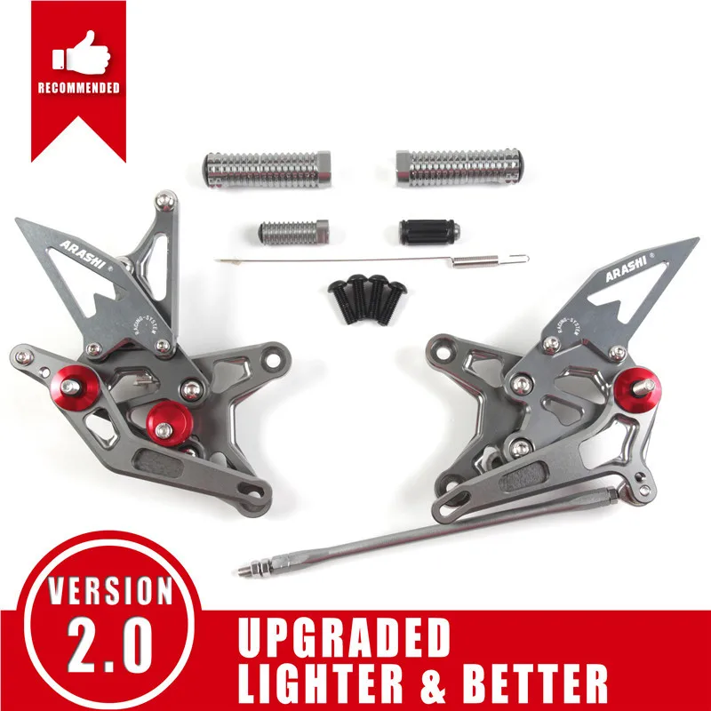 Gray Араши ниндзя ZX6R 09-14 подножки Rearset регулируемая подножка подножки для KAWASAKI ZX-6R ZX636 2009 2010 2011 2012 2013 - Цвет: Gray