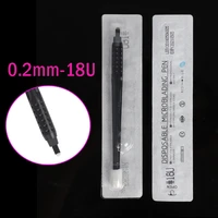 15pcs manual microblading disposable pen with needles u shape 18 14 pin needles blades for semi eyebrow permanent makeup