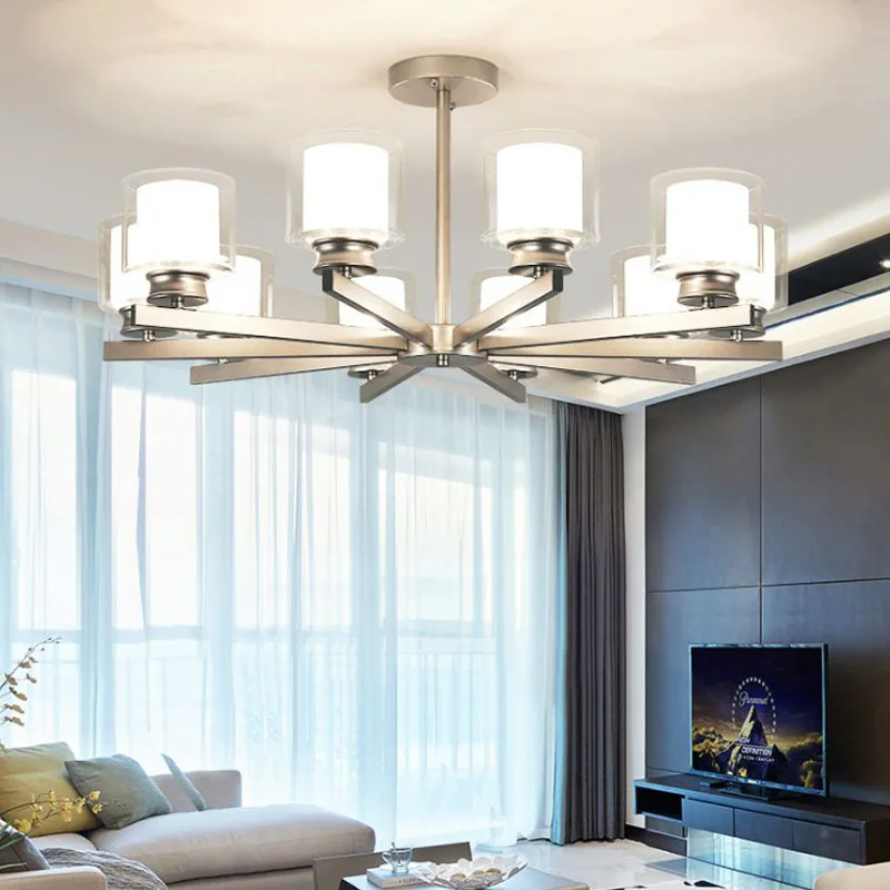 Серебряная Люстра LukLoy в простом стиле Подвесная лампа для гостиной современной