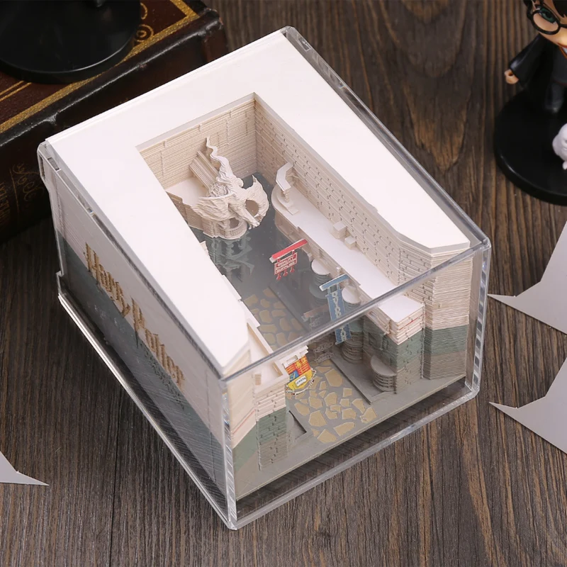 Pаспродажа Блок записей Omoshiking 3D, мини-блокнот для записей, светодиодный ночсветильник, Гарри, подарок на день рождения, модель замка, бумажный блокнот, ...