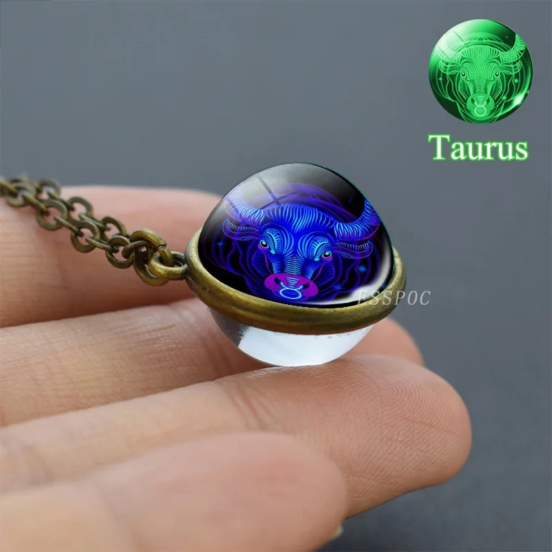 Светящаяся в темноте цепочка на свитер с 12 созвездиями стеклянный шар Подвеска