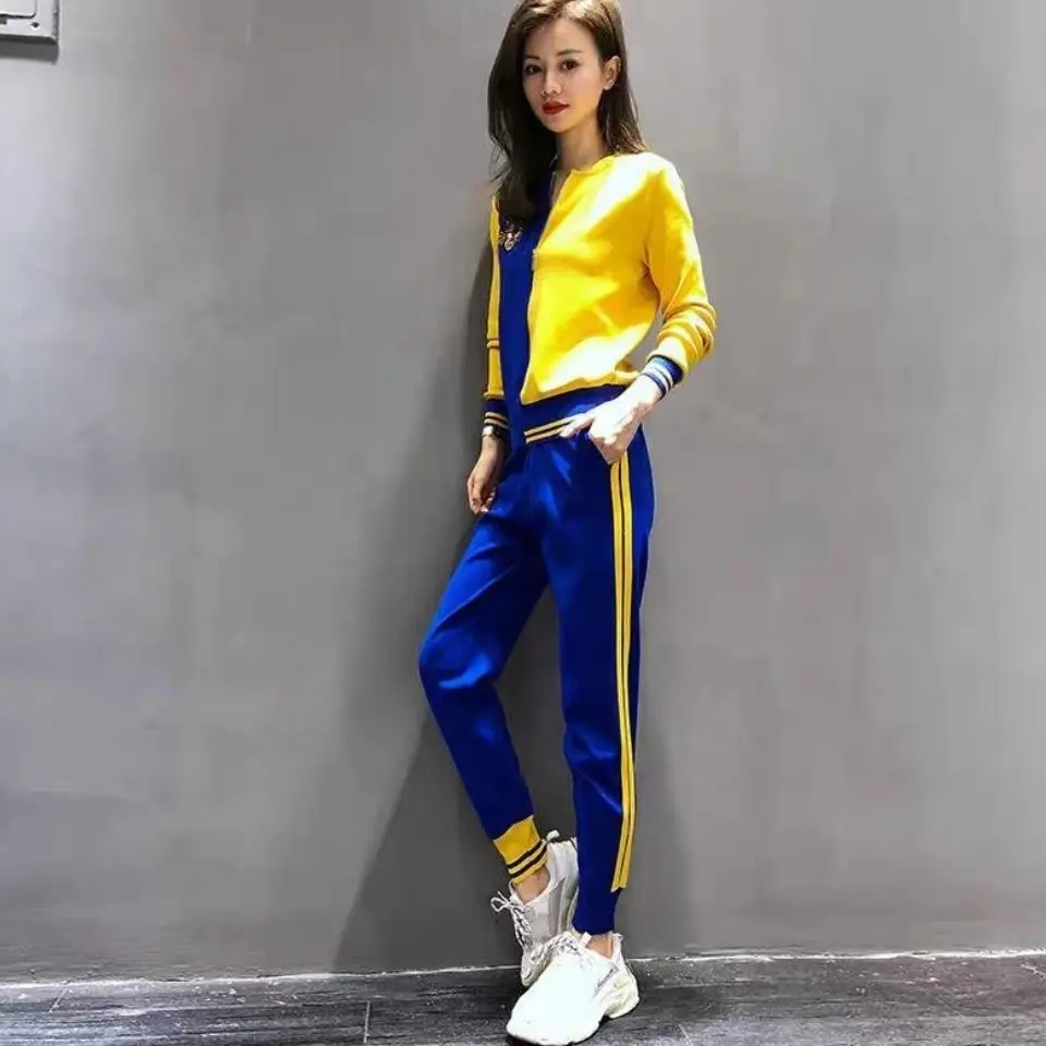 

New fashion sweater knitting leisure sports suit for women