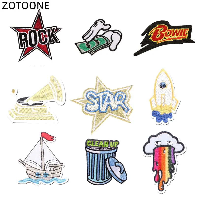 ZOTOONE Вышивка Патчи для футболки Железный на звезды ракета парусник патч полосы