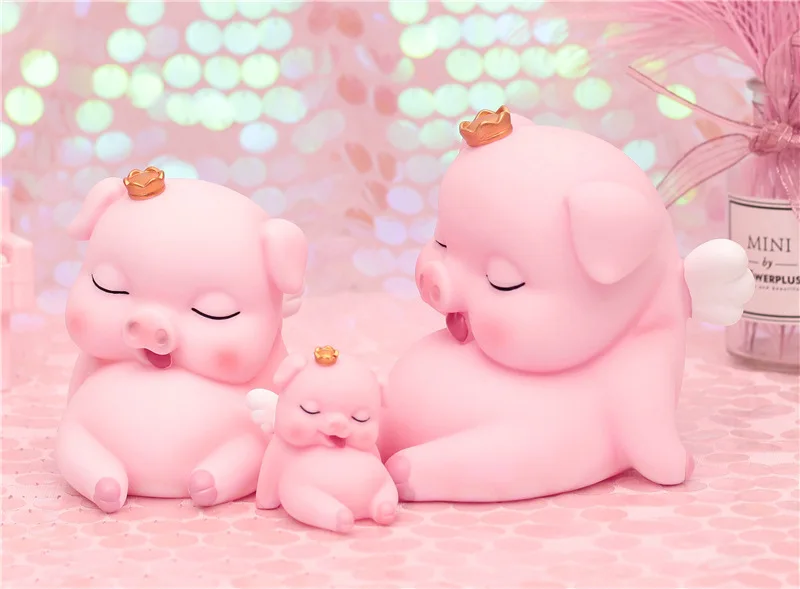 Мультяшная розовая свинка копилка милая собака слон фигурка с короной