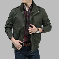 mens fashion washed cotton slim stand collar jacket outdoor mountaineering solid color military jacket men bomber jacket