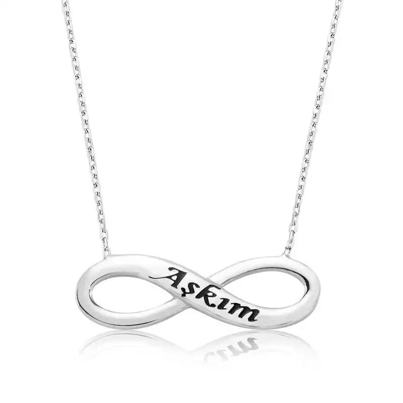 

Серебряное женское ожерелье с принтом My Love Infinity