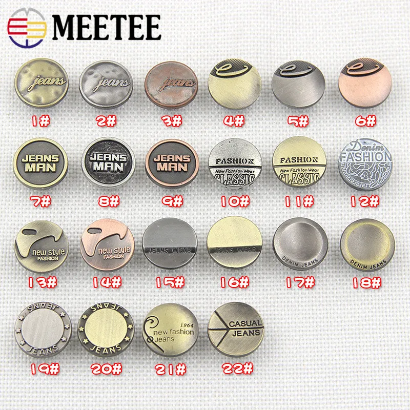 Meetee 17 мм металлическая Мужская и женская джинсовая пуговица для куртки украшение