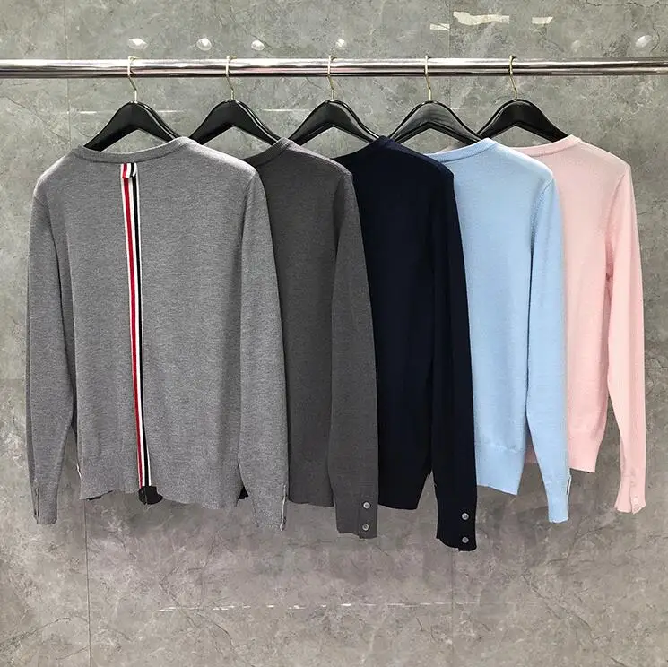 2021 Fashion Brand Sweaters Men Slim Fit O-Neck Pullovers Clothing Back Striped Wool Cotton Autumn Winter Casual Coat